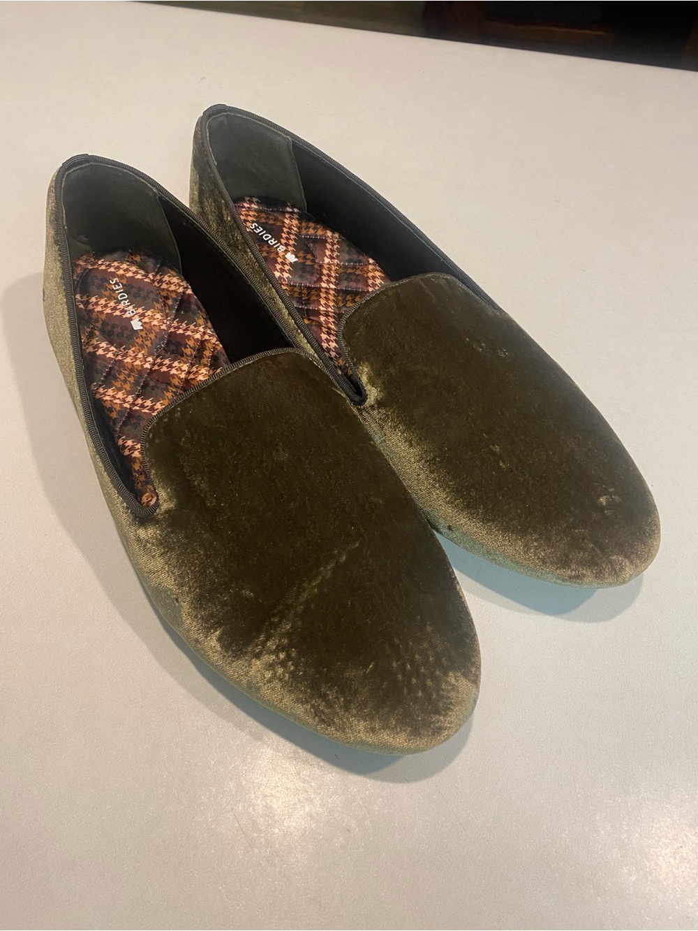 BIRDIES THE STARLING VELVET GREEN LOAFERS FLATS SMOKING SHOE SLIPPER SZ 12